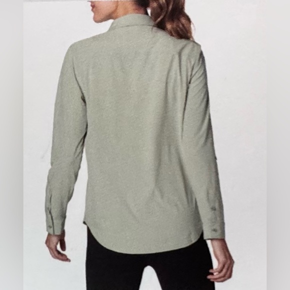 Eddie Bauer Women's Olive Button Down Shirt - Picture 2 of 15